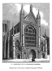 Nordvest-utsikt over Winchester Cathedral, 1843