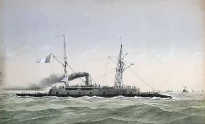 Den franske marinens jernkledde kystvaktfartøy Le Rochambeau, ca. 1870