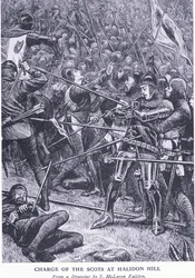 Charge of the Scots at Halidon Hill, fra Cassells History of the British People utgitt av Waverley Book Company Limited, ca. 1940