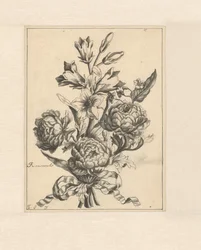 Smørblomster bundet sammen med et bånd Renocules (tittel på objekt)