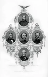 Union Civil War Admirals Winslow, Goldsborough, Du Pont, Dahlgren og Stringham, 1862-1867.