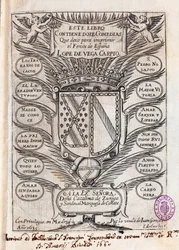 Halvtittelside av samling av tolv komedier av Felix Lope av Vega Carpio (1562-1635