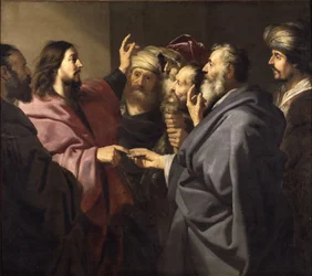 The Tribute Money - The Tribute Money, av Backer, Jacob Adriaensz. (1609-1651). olje på lerret