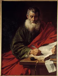Saint Paul-skriving. Maleri av Jacob Adriaensz Backer (1608-1651) Ec. Hol.