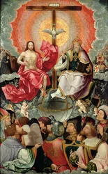 Sentralpanel av Triptych with Adoration of the Trinity, 1523 (se 242037, 242038, 242039)