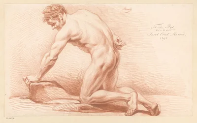 Knælende mann naken, sett fra siden (2. premie 1797)