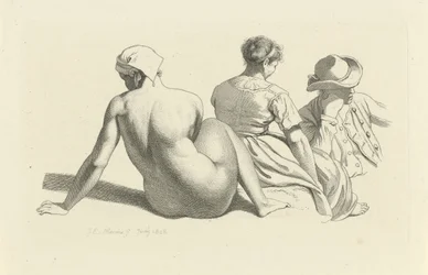 Studieark med en sittende naken og to figurer Studietrykk / Etudes gravées (serietittel)