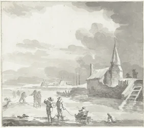 Vinterlandskap med skøyteløpere