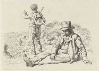 Sitter og en stående mann på en strand Studietrykk / Etudes gravées (serietittel)