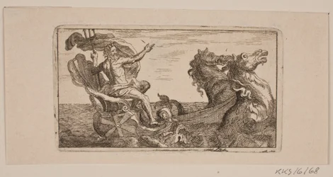 Neptun. Illustrasjon for Jacob Fosie, "Leather-Klude [...] or Samples on Coats, Grinding, Grounds, Needles, Etching Water, Blacks, Wipes, Loading and Printing from the year 1741 to the year 1743"