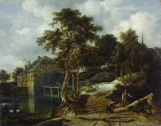 Landskap med vannmølle