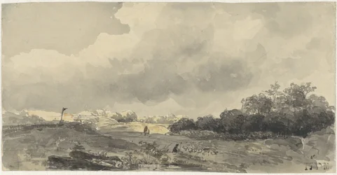 Landskap med en hyrde under en tung overskyet himmel