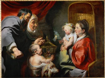 Den hellige Maria med Jesusbarnet og helgener (olje på lerret)
