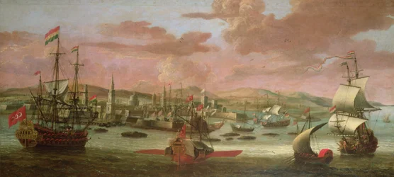 Dutch Men-o"-War og tyrkiske bysser utenfor Konstantinopel