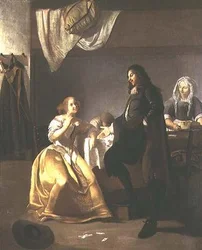 Interiøret til et bordell (olje på lerret)