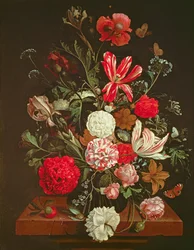 Et stilleben av blomster i en glassvase, 1600-tallet