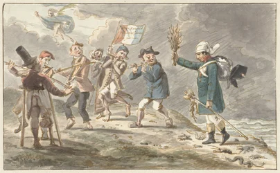 Tegneserie om tilbaketrekningen til Napoleon I Bonaparte fra Russland
