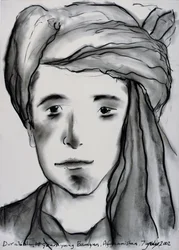 Durabali, 18 år ung, Bamyan, Afghanistan, 2002 (kull på papir)