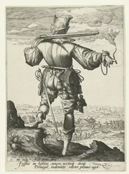 Musketer (harquebusier?) med hjelm på Offiserer og soldater (serietittel)