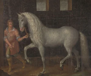 Spansk krigshest En spansk krigshest fanget av Lodewijk Gunther van Nassau fra erkehertug Albert av Østerrike i slaget ved Nieuwpoort og presentert for prins Maurits