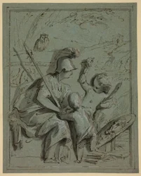 Minerva med Two Putti