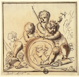 Putti med medaljong