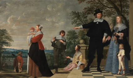Portrett av en Brugge-familie (olje på lerret)