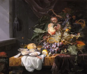 Stilleben med frukt og østers