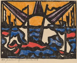 Landskap med en sol, ca. 1915.