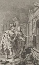 Scipio Aemilianus før ruinene av Kartago i selskap med Polybius, 1797.