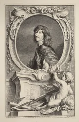 Portrett av Algernon Percy, jarl av Northumberland, illustrasjon fra "Heads of Illustrious Persons of Great Britain", pub. av Knapton, London 1742