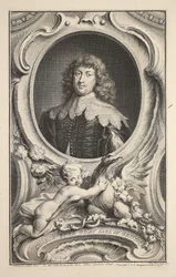 Portrett av George, Lord Digby, jarl av Bristol, illustrasjon fra "Heads of Illustrious Persons of Great Britain", pub. av Knapton, London 1742