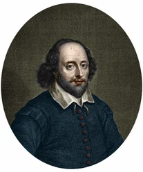Portrait of William Shakespeare (1564-1616), English writer. Engraving by Jacobus Houbraken 1747.