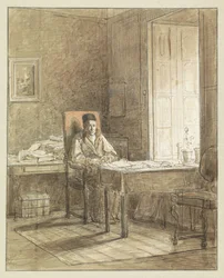 Portrett av Gerrit Lamberts, sittende i en lenestol i Print Room