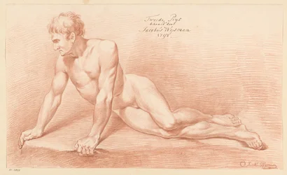 Sittende naken mann, sett forfra (2. premie 1798)