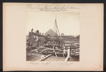 Nedenfor damppumpestasjon med Vijzels / Capelle aan den IJssel den 15. juni 1868 (tittel på objekt) Gjenvinning av innsjøene i Schieland øst for Rotterdam (serietittel på objekt)