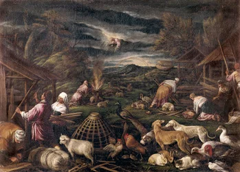 Noe etter syndfloden. Maleri av Jacopo da Ponte, kalt Jacopo Bassano (1515-1592)
