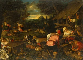 Gud taler til Noah etter vannflommen, ca. 1578 (olje på lerret)