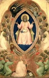 Gud Faderen tronet fra Apokalypsens Polyptych, etter 1343 (tempera på panel med gull)