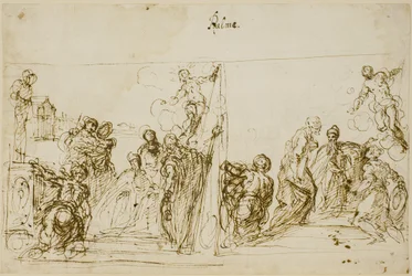 To komposisjonsskisser for votivmaleriet til Doge Pasquale Cicogna, Sala del Pregadi, Palazzo Ducale, Venezia