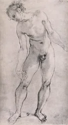 Studie av en mannlig figur til altertavlen «Nedtagelsen fra korset» i Cappella Capponi, Santa Felicita, Firenze, 1525-27