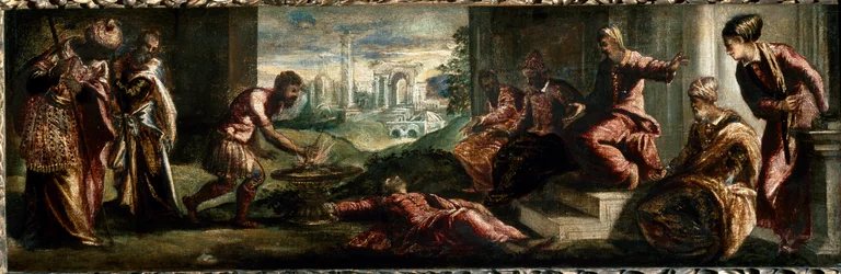 Caius Mucius Scaevola foran Porsenna Caius Mucius Scaevola, stuper hånden i ilden. (Maleri