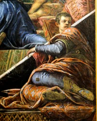 Doge Niccolo da Ponte mottar olivengren fra Venezia, av Jacopo Robusti kjent som Tintoretto (1518-1594), Detail, Sala del Maggior Consiglio (Hall of Great Council), Palazzo Ducale, Venezia