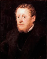 Portrett av mann med rødt hår Maleri av Jacopo Robusti dit Tintoretto (Tintoret) (1518-1594) 1500-tallet Dim. 52x43 cm Firenze, Galleria degli Uffizi (kontorer)