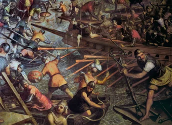 Erobringen av Konstantinopel i 1204 (Episode av det 4. korstoget (Detalj) Maleri av Jacopo Robusti (Tintoretto) (1518-1594).