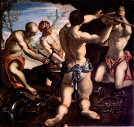 Smia av Vulcan Painting av Jacopo Robusti dit il Tintoretto