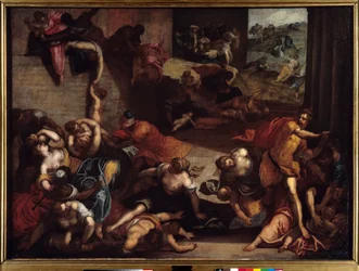 Barnemordet i Betlehem. Maleri av Jacopo Robusti, kalt Tintoretto eller Il Tintoretto (1518-1594), 1500-tallet. 1,34 x 1,86 m. Rennes, Museum for skjønne kunster