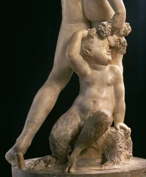 Bacchus, detalj av nederste halvdel, skulptur av Jacopo Sansovino (1486-1570) (marmor) (se også 79847)
