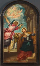 Engelen forutsier Saint Catherine of Alexandria om hennes martyrium, 1570-tallet.