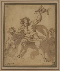 En allegori om arkitektur: En mannsfigur med to putti